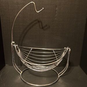 Silver Metal Fruit Basket with Banana Hanger